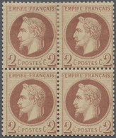 **/*/ Frankreich: 1862, 2 C. Napoleon Red/brown, Unused Block Of 4 With Original Gum. (Yvert No. 26) - Oblitérés