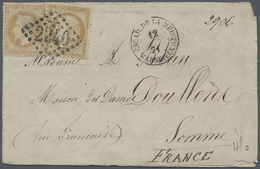 Br Frankreich: 1871, 10c. Bistre "laure" And 10c. Siege On Envelope, Clearly Oblit. By GC "2240" And C. - Gebruikt