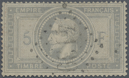 O Frankreich: 1869, Napoleon 5 Fr. Grey Stamp Fresh And Normal Well Perforated, Used Oblit. GC "4139", - Gebruikt