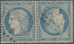 O Frankreich: 1870, 20 C. Blue, Têtê-bêche Pair, Stamps Slightly Separated, Otherwise Superb, Cancelle - Oblitérés