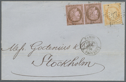 Br Frankreich: 1873, 40c. Orange "retouched 4" And Horiz. Pair 10c. Brown On Rose "small Cipher", 60c. - Oblitérés