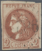 O Frankreich: 1870, 2 C. Brick Red (rouge-brique), With Margins, Tiny Bright, Used With GC. (Yvert No. - Gebruikt
