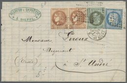 Br Frankreich: 1870 Bordeaux-Ausgabe 2 C. Braunrot, Ungezähnt, Im Waag. Paar Zusammen Mit Gezähnten 186 - Oblitérés