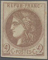 (*) Frankreich: 1870, 2 C. Red Brown (chocolat), Report II, Wide Margines All Around Unused Without Gum - Gebruikt