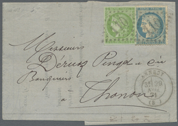 Br Frankreich: 1871, 5c. Green "Bordeaux" And 25c. Blue "Siege", Attractive Franking On Lettersheet Fro - Gebruikt