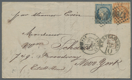 Br Frankreich: 1871, 20 C And 40 C On Folded Letter From Le Havre To New York With Handwritten "par Ste - Oblitérés