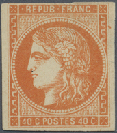 * Frankreich: 1870, 40 C. Orange "Bordeaux", Farbfrisch, Oben Berührt Sonst Vollrandig, Ungebraucht Mi - Gebruikt