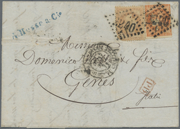 Br Frankreich: 1862/1870, Bordeaux Issue 40 C. Orange And Napoléon 40 C. Orange, Tied By GC "2240" To F - Oblitérés