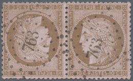 O Frankreich: 1873, 10c. Brown On Rose, Tête-bêche Pair, Some Short Perfs, Neatly Cancelled By PC "763 - Oblitérés