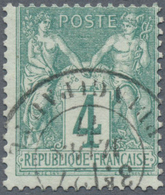 O Frankreich: 1876, 4 C. Green, Type I, Tied By Monegasque Local Stamp "MONACO PRINCIPATUTE". ÷ 1876, - Gebruikt