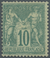 * Frankreich: 1876, 10 C. Allegorie Grün Type I, Ungebraucht Mit Eckbug, Mi. € 1.000,-- (Yvert 65, € 1 - Oblitérés