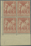 **/* Frankreich: 1878, Freimarke Allegorie 40 C Ziegelrot Type I, Eckrand Viererblock Unten Linke Eine Ma - Oblitérés