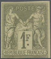 * Frankreich: 1876, 1 Fr. Olive On Light Yellow Allegory Type II, Unused With Hinge And Imperferated. - Oblitérés