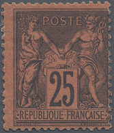 * Frankreich: 1878, 25 C. Allegory Black To Red Unused With Hinge And Normal Perforation, Sign. Brun. - Oblitérés