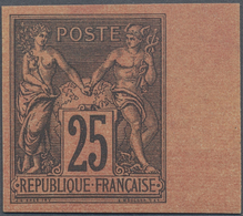 (*) Frankreich: 1878, 25 C. Allegory Black To Red Unused Without Gum, With Right Sheet Margin And Imperf - Oblitérés