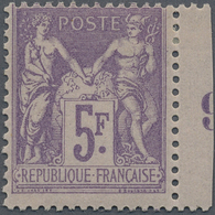 * Frankreich: 1899, 5 Fr. Allegory With Part Of Gutter And Millésime "9", Left Stamp Of Gutter Pair , - Oblitérés