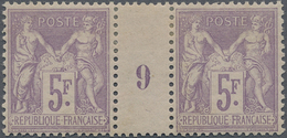 * Frankreich: 1899, 5 Fr. Allegory In The Horizontal Gutter Pair With Millésime "9", Unused Hinged Wit - Oblitérés