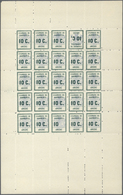 **/* Frankreich: 1909, 10c. Green "Chamber Of Commerce Amiens", Emergency Issue, Complete Sheet Of 25 Sta - Gebruikt