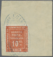 Brfst Frankreich: 1914, 10 C. Chamber Of Commerce Of Valenciennes On Superb Piece With Oval Stamp Of The C - Oblitérés