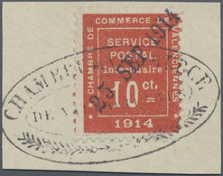 Brfst Frankreich: 1914 'Valenciennes' 10 C. Hellrot, Gebraucht Auf Briefstück, Entwertet Mit Dem Spezielle - Oblitérés