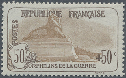 ** Frankreich: 1917, "war Orphans" 50 + 50 C. Dark Brown / Yellow Brown, Mint Never Hinged, Certificate - Oblitérés