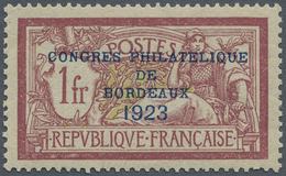 ** Frankreich: 1923, Philatelists Congress Bordeaux 1 Fr. Lilac-red And Yellow-green, Mint Never Hinged - Oblitérés