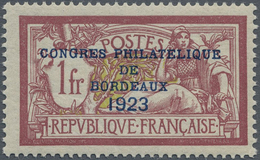 ** Frankreich: 1923, Philatelists Congress Bordeaux 1 Fr. Lilac-red And Yellow-green, Mint Never Hinged - Oblitérés