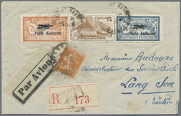 Br Frankreich: 1927, Airmail Overprints 2fr. Orange And 5fr. Blue In Combination With 25c. Semeuse And - Oblitérés