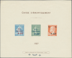 (*) Frankreich: 1927. Epreuve Collective With "Semeuse" (twice) And "Pasteur". Both Semeuse Stamps Overp - Oblitérés