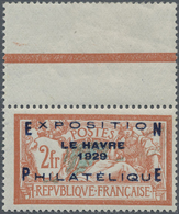 ** Frankreich: 1929, Le Havre Philatelic Exhibition 2 Fr. With Blank Field (with Hinge), Mint Never Hin - Oblitérés