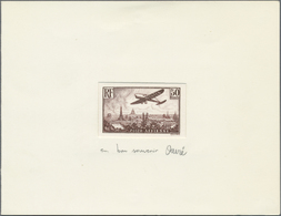 (*) Frankreich: 1936. Epreuve For Airmail 50fr "Plane Over Paris" In Brown-violet. Signed And Dedicated - Oblitérés