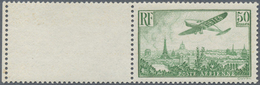 ** Frankreich: 1936, Airmail 50 Fr. Airplane Over Paris Yellow-green, Mint Never Hinged, Luxury Piece W - Oblitérés