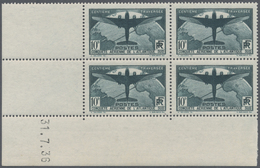 **/ Frankreich: 1936, Postal Flights 10 Fr, Mnh Block Of Four With Lower Left Margin And Printing Date " - Oblitérés
