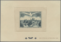 Frankreich: 1947, UPU Air Mail 500 Fr., Sunken Imprint On Epreuve De Luxe, Toning Stripes On Reverse - Oblitérés