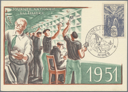 Frankreich: PHILATELIE: 1950/1951, "Journée Nationale Du Timbre 1950" And Also "...1951" - Two Postc - Oblitérés