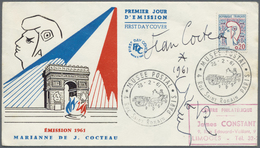 Br Frankreich: 1961. Marianne By Cocteau On FDC, SIGNED BY JEAN COCTEAU. - Oblitérés