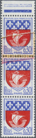 ** Frankreich: 1965, 0.30fr. Coat Of Arms "Paris", Vertical Top Marginal Strip Of Three, Both Upper Sta - Oblitérés
