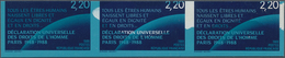 ** Frankreich: 1988, 2.20 Fr. 40 Years Human Rights As Mint Never Hinged Horizontal Strip Of Three, Imp - Oblitérés