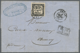 Br Frankreich - Portomarken: 1859, 10c. Black, Lithographed Issue, Full To Large Margins With  Part Of - 1859-1959 Storia Postale