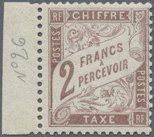 ** Frankreich - Portomarken: 1884, Postage Due Stamp 2 Fr Brown From Left Sheet Margin, Mint Never Hing - 1859-1959 Brieven & Documenten