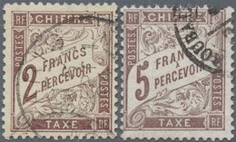 O Frankreich - Portomarken: 1893, 2 Fr. And 5 Fr. Red-brown, Used, Very Well Perforated, (Mi€490,-). - 1859-1959 Briefe & Dokumente