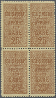 **/* Frankreich - Postpaketmarken: 1892. Block Of 4 "25c Brown On Yellow" Printed On The Front And On The - Sonstige & Ohne Zuordnung