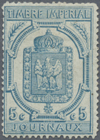 * Frankreich - Zeitungsmarken: 1869, Newspaper Stamp 5 C. Blue, Perforated With Normal Perforation, Fi - Zeitungsmarken (Streifbänder)