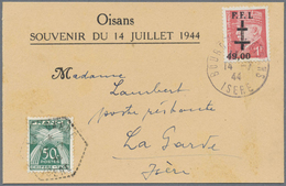Br Frankreich - Lokalausgaben: Bourg D'Oisans (Isère): 1944, 3 Souvenir Cards With The 3 Different Issu - Sonstige & Ohne Zuordnung