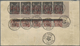 Brfst Französische Post In Ägypten - Port Said: 1899, VINGT CINQ On 10c. Black/lilac, Horiz. Strip Of Five - Sonstige & Ohne Zuordnung