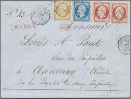 Br Französische Post In Der Levante: 1859. Registered Letter With Stated Three-color-franking (in All 1 - Sonstige & Ohne Zuordnung