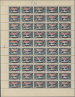 ** Französische Post In Der Levante: 1942, 1fr. On 5pi. Greenish Blue, Complete Sheet Of 50 Stamps, Unm - Sonstige & Ohne Zuordnung