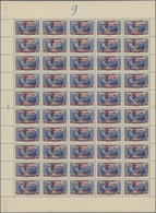 ** Französische Post In Der Levante: 1942, 2.50fr. On 12½pi. Ultramarine, Complete Sheet Of 50 Stamps, - Sonstige & Ohne Zuordnung