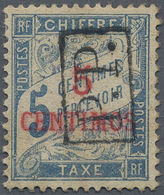 * Französische Post In Marokko: 1903, 5 C. Postage Stamp Blue With Red Overprint '5 / CENTIMOS' As Wel - Sonstige & Ohne Zuordnung