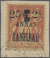 Brfst Französische Post In Zanzibar: 1904, 25 C. / 2 1/2 A. Over 4 A. On 40 C. Brick Red / Sämisch Allegor - Andere & Zonder Classificatie